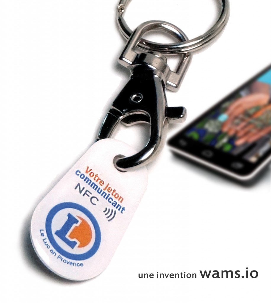 Porte-clés et jeton de caddie NFC communicant — prototype phygital de l'invention wams.io