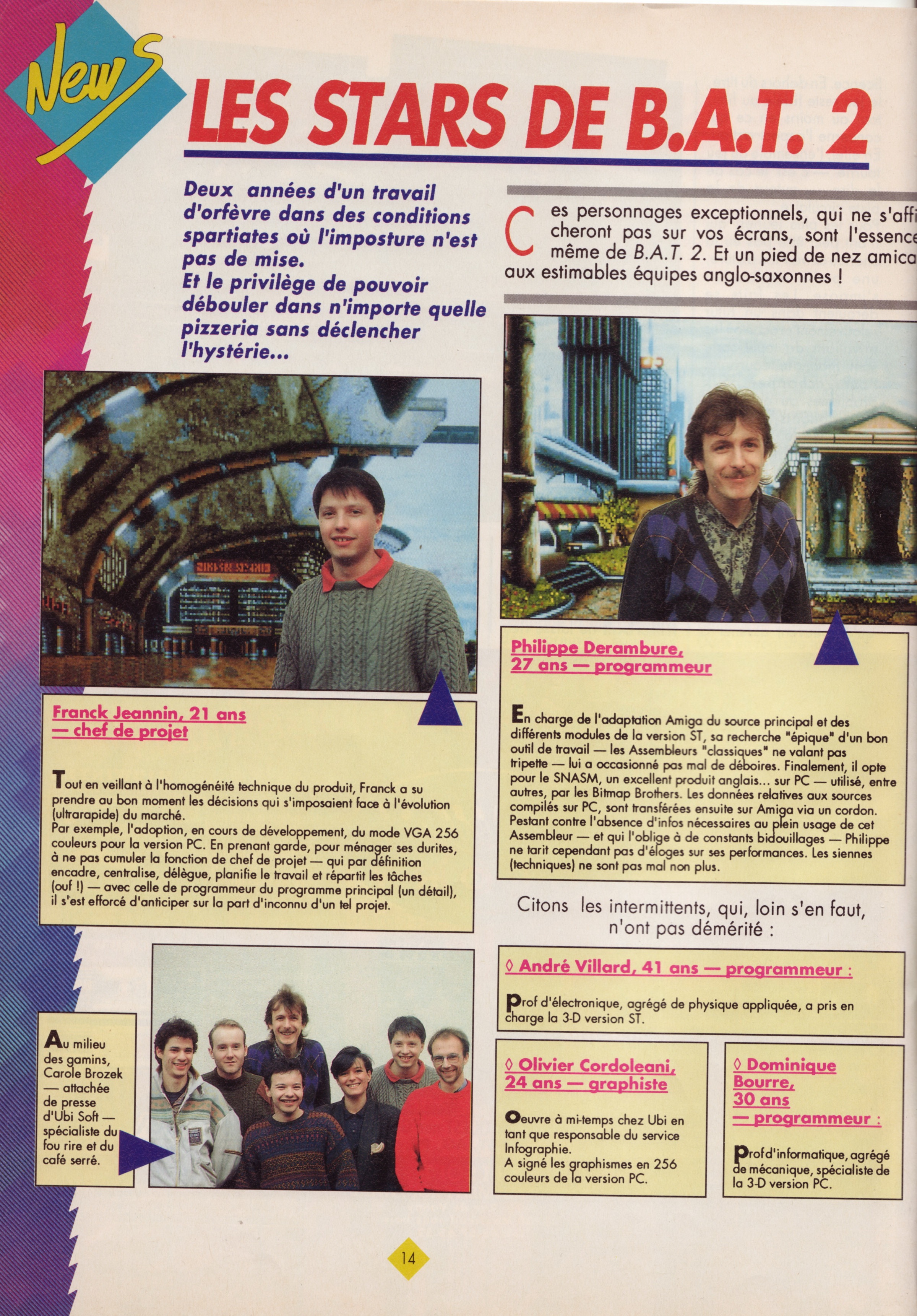Article LES STARS DE B.A.T. 2 — portraits individuels de Franck Jeannin (chef de projet), Olivier Croset, Philippe Derambure, Mohand Zennadi, André Villard, Olivier Cordoleani et Dominique Bourre
