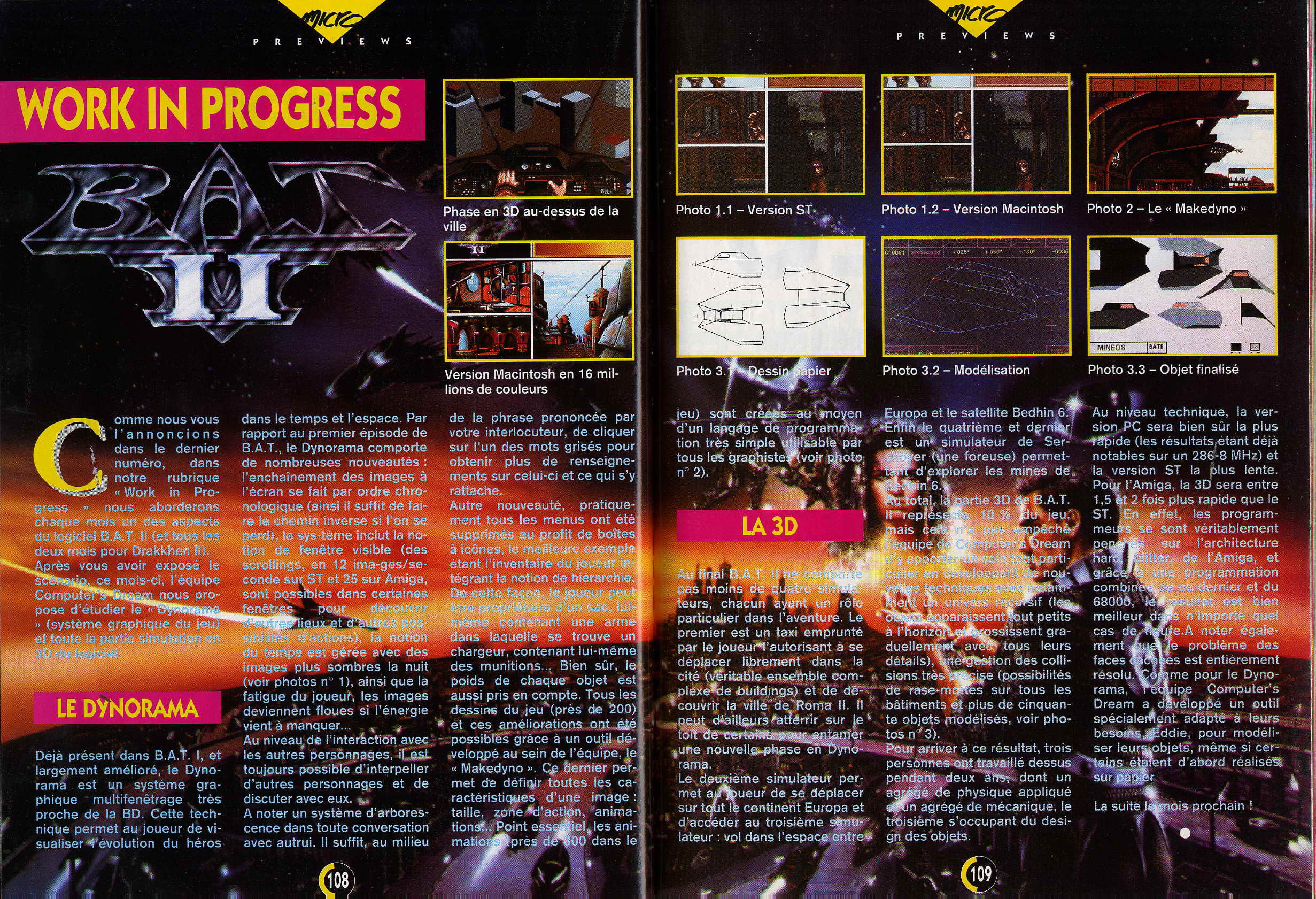 Double page du magazine Génération 4 numéro 36 de septembre 1991, consacrée à B.A.T.